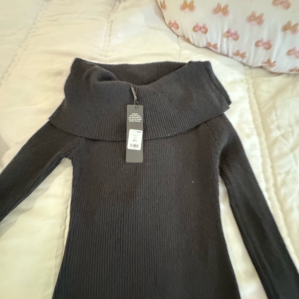 Women's Off-Shoulder black Sweater jumpsuit